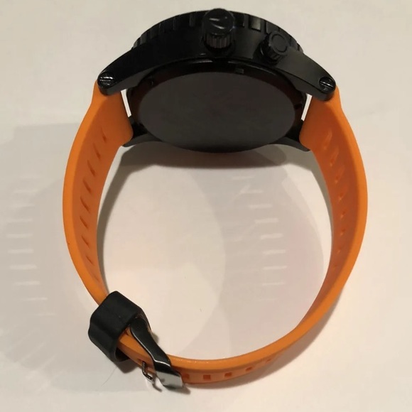 Watch Band 25mm Orange Black Silicone Rubber Replacement for Nixon 51-30 Garmin - Picture 5 of 10